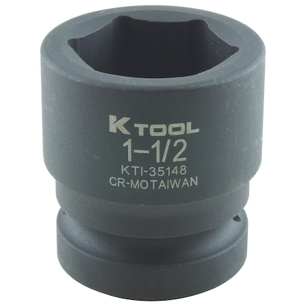K-Tool International 1" Drive, 1-1/2" Size, SAE Socket, 6 Points, 1-1/2", 1" Drive Stnd KTI-35148